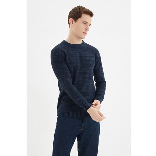 Trendyol Indigo Men's Slim Fit Crew Neck Muline Sweater  Cene
