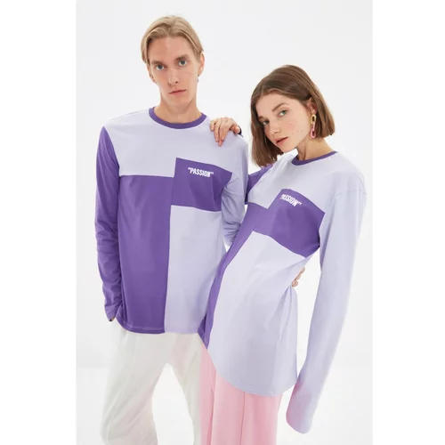 Trendyol Lilac Unisex Regular Printed Knitted T-Shirt