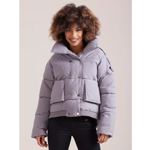 Fashionhunters Short gray winter jacket