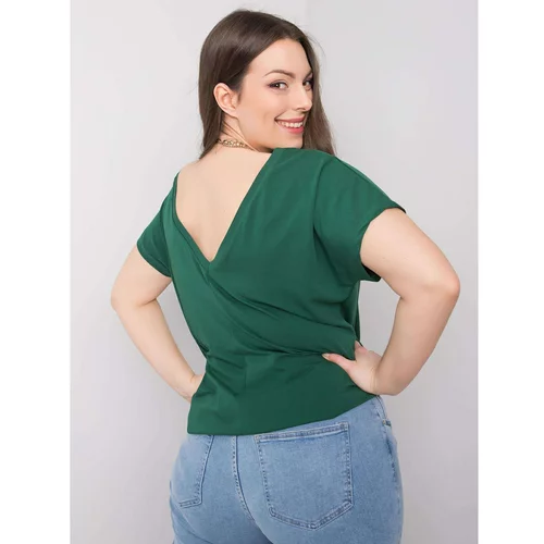 Fashionhunters Dark green cotton t-shirt of a larger size