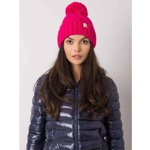 Fashionhunters Pink winter hat with a pompom
