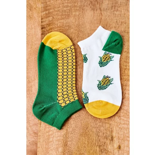 Kesi Mismatched Socks With Corn White-Green