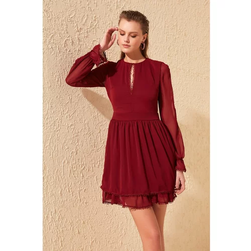 Trendyol Burgundy Lace Detailed Dress