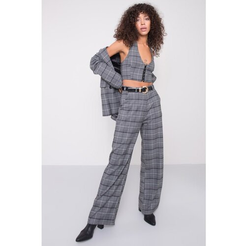 Fashionhunters BSL Gray checked trousers  Cene