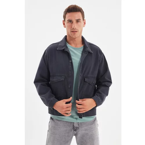 Trendyol Anthracite Men's Oversize Pocket Denim Jacket