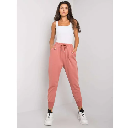 Fashionhunters Dusty pink women's cotton pants