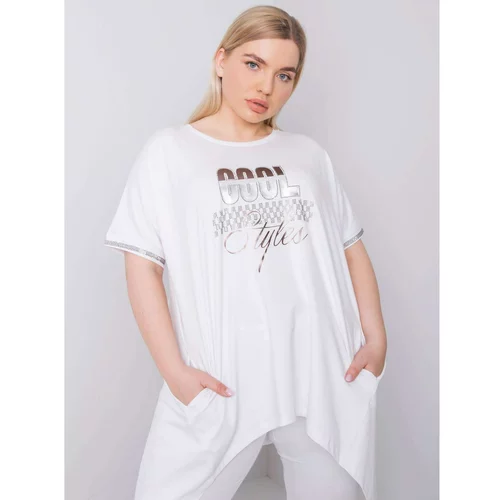 Fashionhunters Oversized white blouse with applications