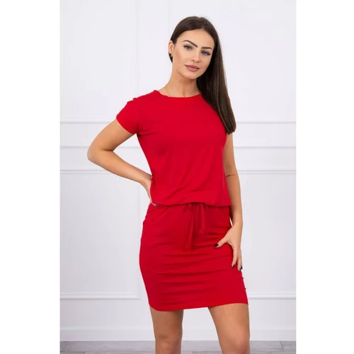 Kesi Viscose dress tied at the waist with short sleeves red