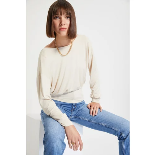 Trendyol Stone Basic Knitted Blouse with Low Back Lacing Detail