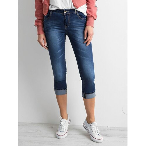 Fashionhunters 7/8 jeans navy blue Cene