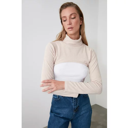 Trendyol Stone Throat Crop Knitted Blouse