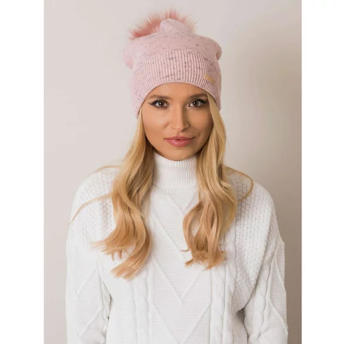 Fashionhunters RUE PARIS Dirty pink women's cap with a pompom