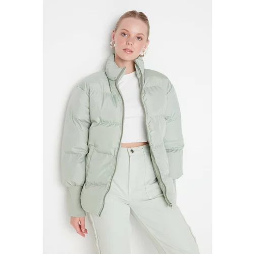 Trendyol Mint Wide Cut Oversize Rib Detailed Inflatable Coat