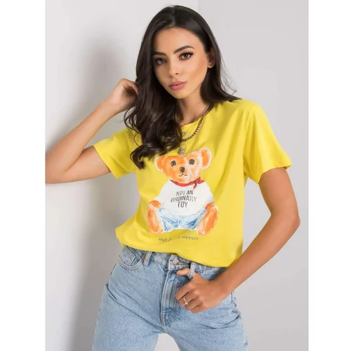 Fashionhunters Yellow t-shirt with print