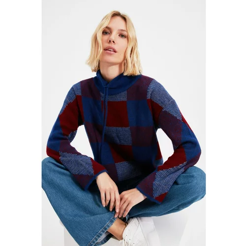 Trendyol Sax Jacquard Lace Detailed Knitwear Sweater