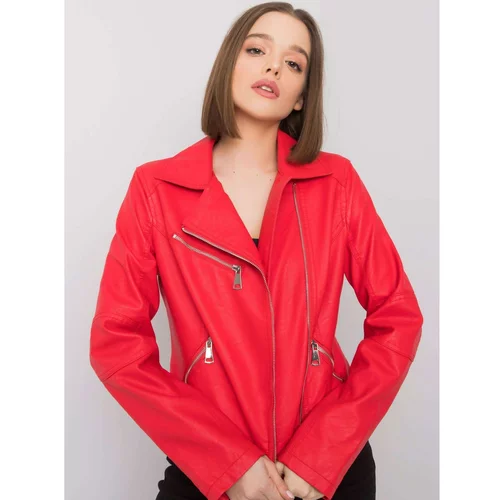 Fashionhunters Red faux leather jacket