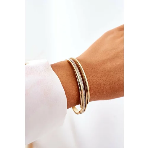 Kesi Steel Bracelet with Cubic Zirconia Gold