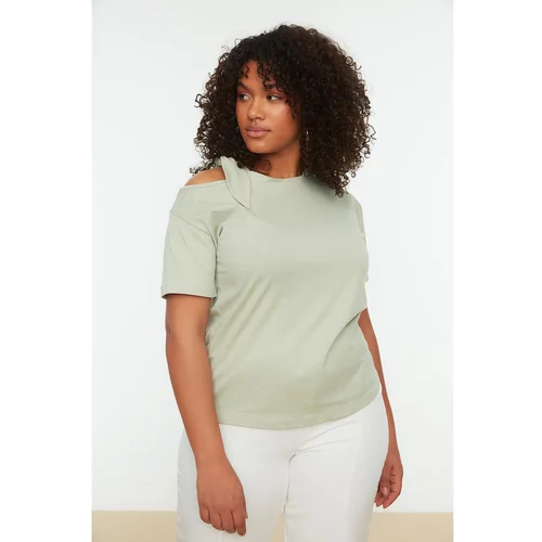 Trendyol Curve Mint Cutout Detailed Knitted T-Shirt