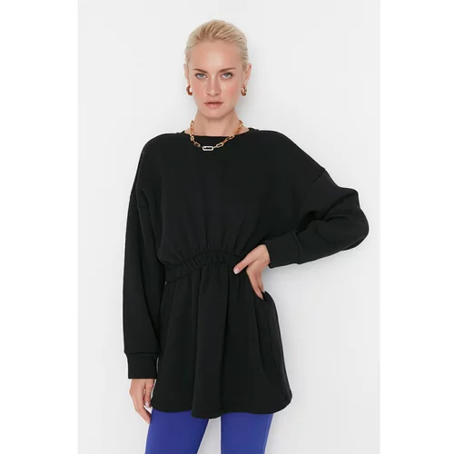 Trendyol Black Ruffle Detailed Raised Knitted Sweatshirt