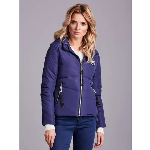 Fashionhunters Transitional jacket with hood, navy blue