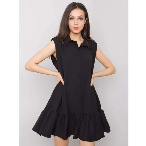 Fashionhunters Black dress with a frill Odelia RUE PARIS