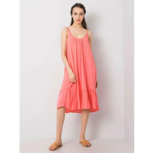 Fashionhunters OCH BELLA Women's coral dress with a frill