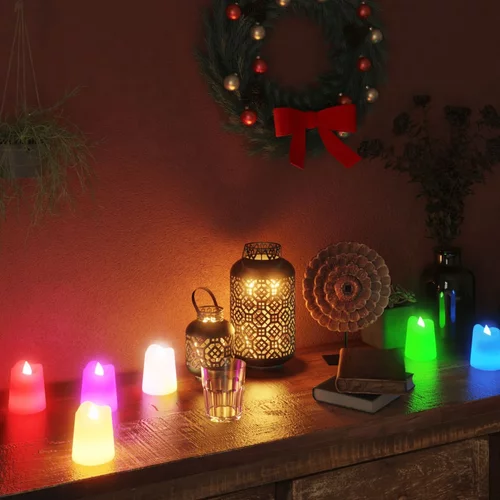vidaXL Električne čajne svečke brez plamena LED 50 kosov barvne