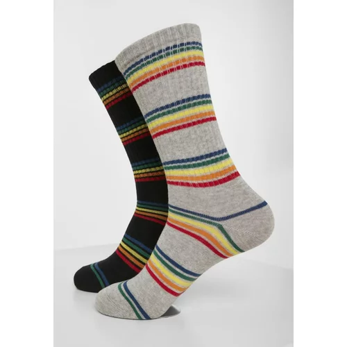 Urban Classics Rainbow Stripes Socks 2-Pack Black/grey