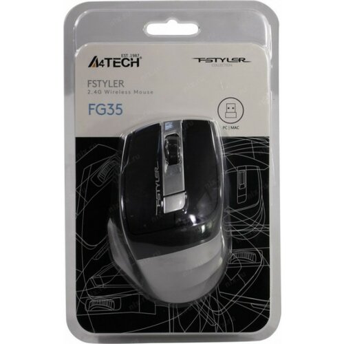 A4Tech grey fstyler v-track bezicni opticki mis 2.4Ghz, 125Hz/1000-1600-2000Dpi, 105mm, usb (A4-FG35) Slike