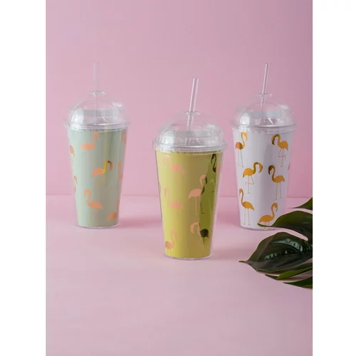 Fashionhunters Yellow cup with straw and lid