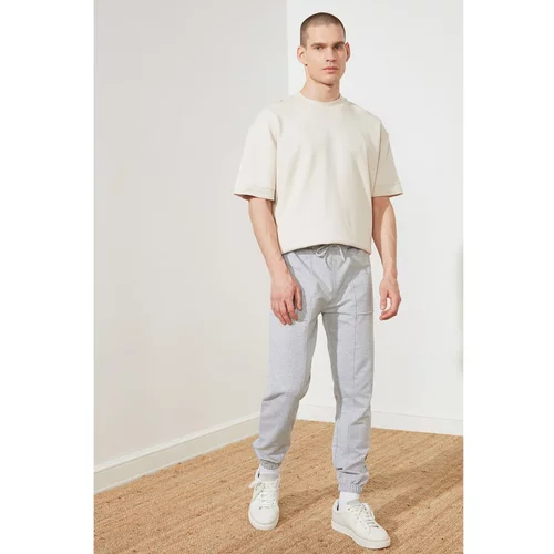 Trendyol Gray Men's Label Appliqué Regular Fit Sweatpants