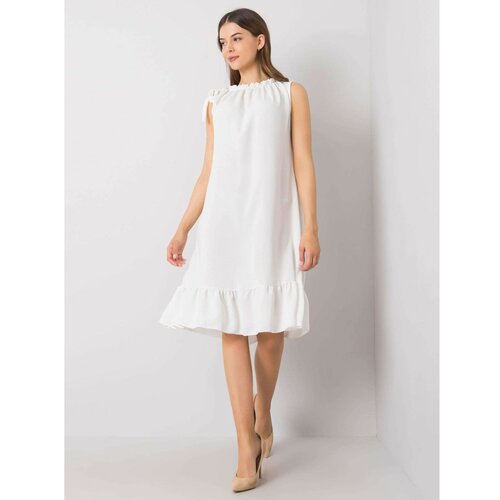 Fashionhunters Women's white dress with a frill  Cene