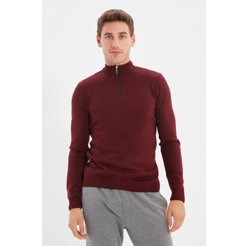 Trendyol Dark Claret Red Men's Half Fisherman Slim Fit Knitwear Sweater  Cene