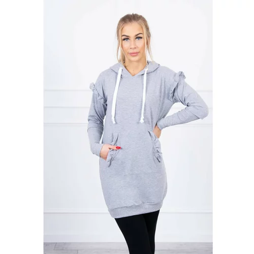 Kesi Dress with decorative frills and a hood gray
