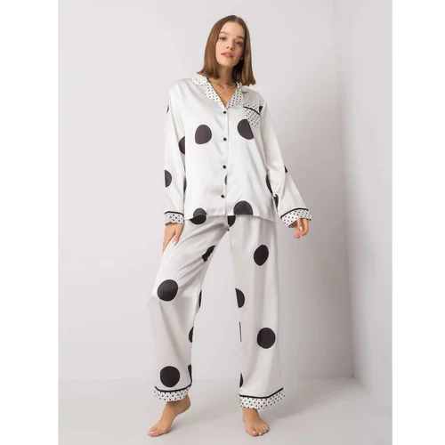 Fashionhunters White, two-piece, polka dot sleeping set