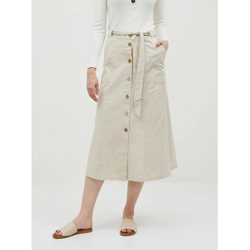 Noisy May Cream midi skirt with linen admixture Hiram - Women