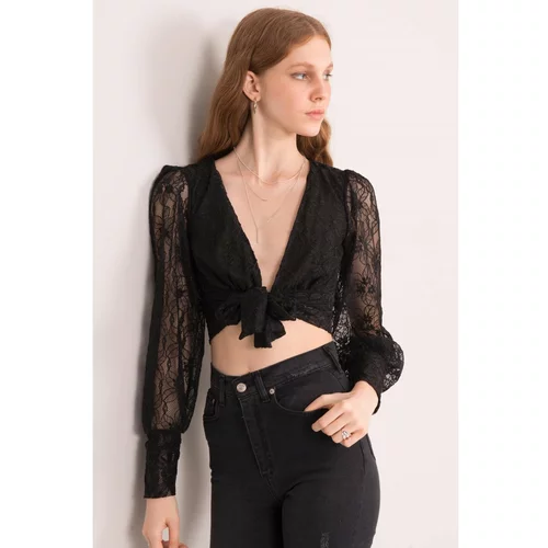 Fashionhunters Black blouse with BSL binding