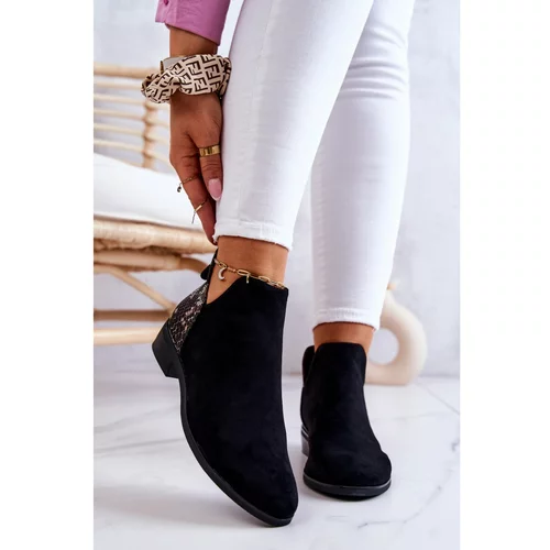 Kesi Suede Ankle Boots with Snakeskin Pattern Black Stephanie