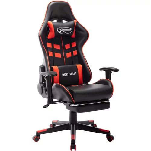vidaXL gaming stol z oporo za noge črno in rdeče umetno usnje