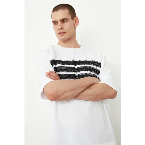 Trendyol White Men's Short Sleeve Printed Oversize TShirt