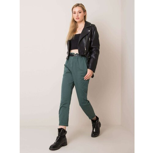 Fashionhunters Green high-waisted pants  Cene
