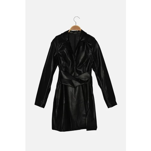 Trendyol Black Waist Detailed Slit Dress