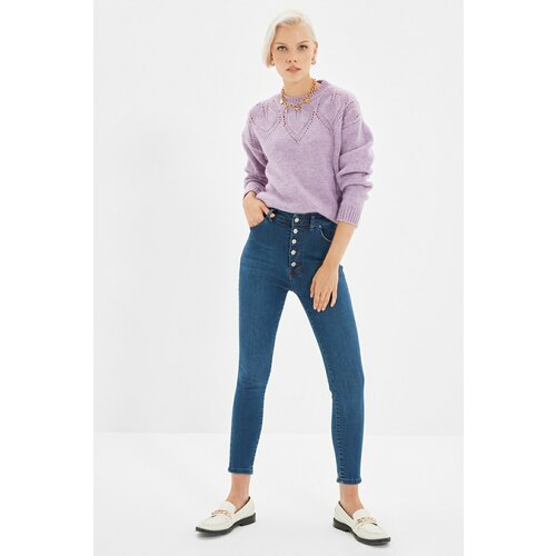 Trendyol Navy Blue Front Buttoned Skinny Jeans  Cene