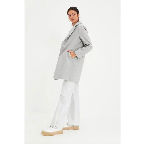 Trendyol Gray Front Buttoned Wool Cachet Coat