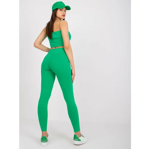 Fashionhunters Green women's cotton leggings Albina RUE PARIS