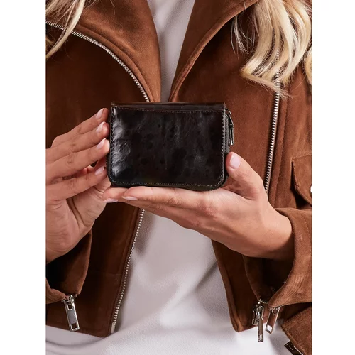 Fashionhunters Natural leather black wallet