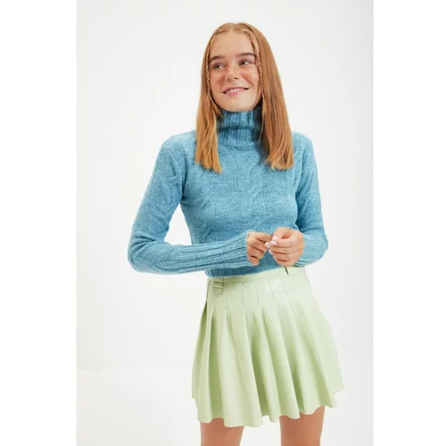 Trendyol Blue Crop Hair Knitted Sweater