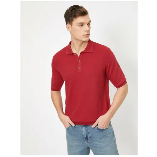 Koton Men's Red Polo Neck T-Shirt