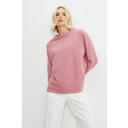 Trendyol Dried Rose Raglan Sleeve Oversize Knitted Sweatshirt