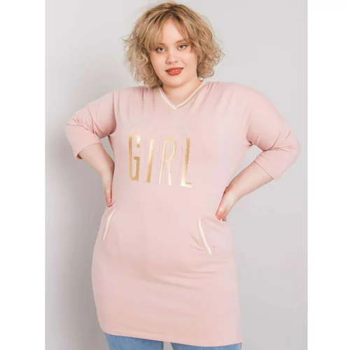 Fashionhunters Dust pink cotton tunic size plus